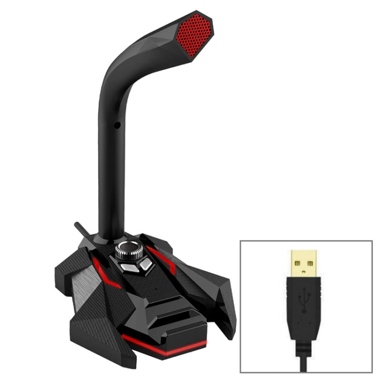 GK Desktop Omnidirectional USB Wired Dual Mic Condenser Microphone, Built-in Sound Card, Compatible with PC / Mac for Live Broadcast, Show, KTV, etc.(Black + Red) - Microphone by PMC Jewellery | Online Shopping South Africa | PMC Jewellery | Buy Now Pay Later Mobicred