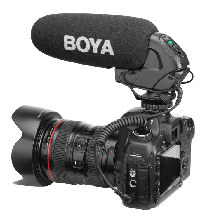 BOYA BY-BM3030 Shotgun Super-cardioid Condenser Broadcast Microphone with Windshield for Canon / Nikon / Sony DSLR Cameras (Black) - Camera Microphone by BOYA | Online Shopping South Africa | PMC Jewellery | Buy Now Pay Later Mobicred