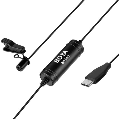 BOYA BY-DM2 USB-C / Type-C Broadcast Lavalier Condenser Microphone with Windscreen for Android Phones / Tablets (Black) - Camera Microphone by BOYA | Online Shopping South Africa | PMC Jewellery | Buy Now Pay Later Mobicred