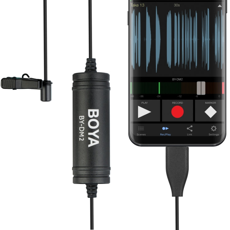 BOYA BY-DM2 USB-C / Type-C Broadcast Lavalier Condenser Microphone with Windscreen for Android Phones / Tablets (Black) - Camera Microphone by BOYA | Online Shopping South Africa | PMC Jewellery | Buy Now Pay Later Mobicred