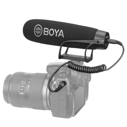 BOYA BY-BM2021 Shotgun Super-Cardioid Condenser Broadcast Microphone with Windshield for Canon / Nikon / Sony DSLR Cameras, Smartphones (Black) - Camera Microphone by BOYA | Online Shopping South Africa | PMC Jewellery | Buy Now Pay Later Mobicred