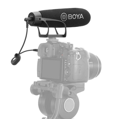 BOYA BY-BM2021 Shotgun Super-Cardioid Condenser Broadcast Microphone with Windshield for Canon / Nikon / Sony DSLR Cameras, Smartphones (Black) - Camera Microphone by BOYA | Online Shopping South Africa | PMC Jewellery | Buy Now Pay Later Mobicred