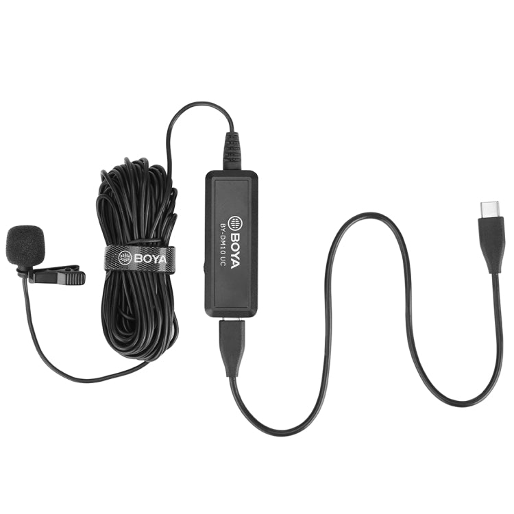 BOYA BY-DM10 UC USB-C / Type-C Plug Broadcast Lavalier Microphone with Windscreen, Cable Length: 6m (Black) - Camera Microphone by BOYA | Online Shopping South Africa | PMC Jewellery | Buy Now Pay Later Mobicred