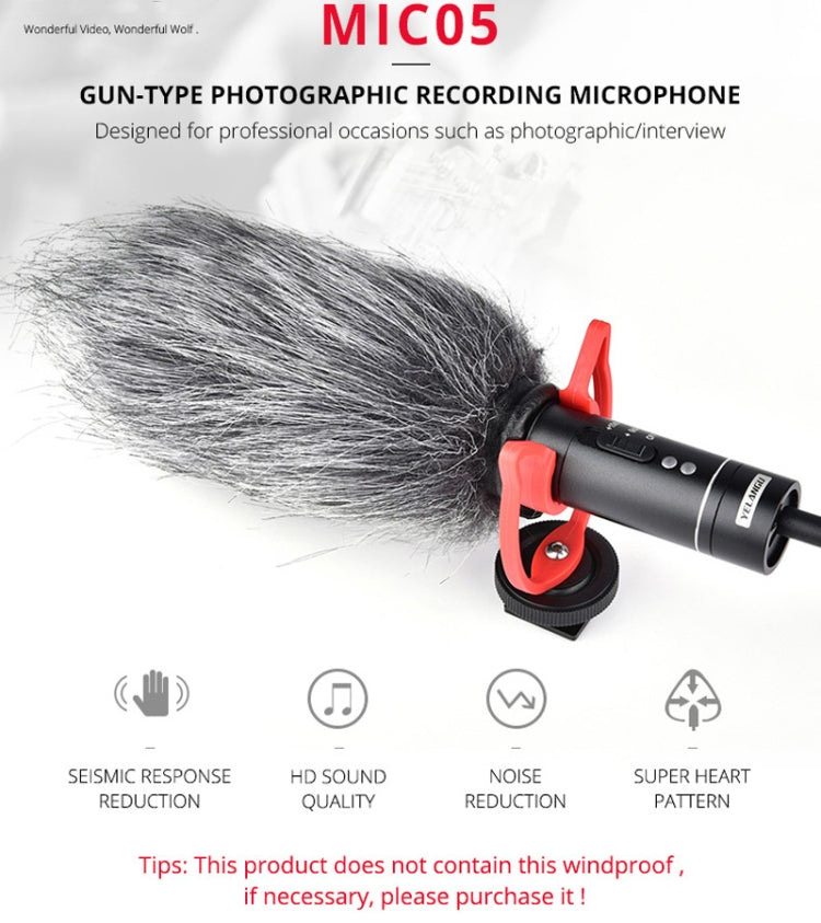 YELANGU YLG9930B MIC05 Professional Interview Condenser Video Shotgun Microphone with 3.5mm Audio Cable for DSLR & DV Camcorder(Black) - Camera Microphone by YELANGU | Online Shopping South Africa | PMC Jewellery | Buy Now Pay Later Mobicred