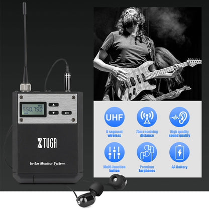 XTUGA IEM1100 UHF Wireless Stage Singer In-Ear Monitor System Single BodyPack Receiver - Camera Microphone by XTUGA | Online Shopping South Africa | PMC Jewellery | Buy Now Pay Later Mobicred