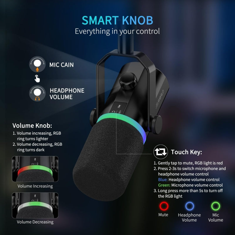 FEELWORLD PM1 XLR/USB Dynamic Microphone for Podcasting Recording Gaming Live Streaming (Black) - Microphone by FEELWORLD | Online Shopping South Africa | PMC TechLife | Buy Now Pay Later Mobicred