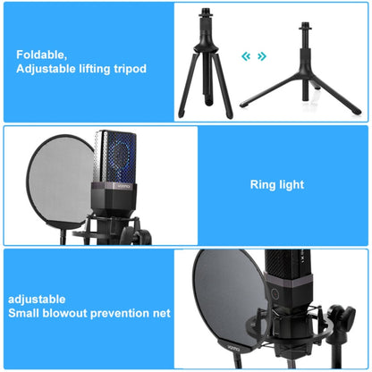 Yanmai X1 4 in 1 Foldable Lifting Professional Desktop Live Broadcast Cardioid Pointing Condenser Recording Microphone Set with Blowout Net & Shockproof Mount & 1.8m USB-C / Type-C Cable - Microphone by Yanmai | Online Shopping South Africa | PMC Jewellery | Buy Now Pay Later Mobicred