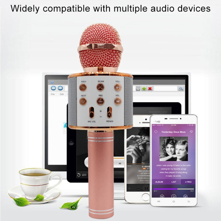 WS-858 Metal High Sound Quality Handheld KTV Karaoke Recording Bluetooth Wireless Microphone, for Notebook, PC, Speaker, Headphone, iPad, iPhone, Galaxy, Huawei, Xiaomi, LG, HTC and Other Smart Phones(Black) - Microphone by PMC Jewellery | Online Shopping South Africa | PMC Jewellery | Buy Now Pay Later Mobicred