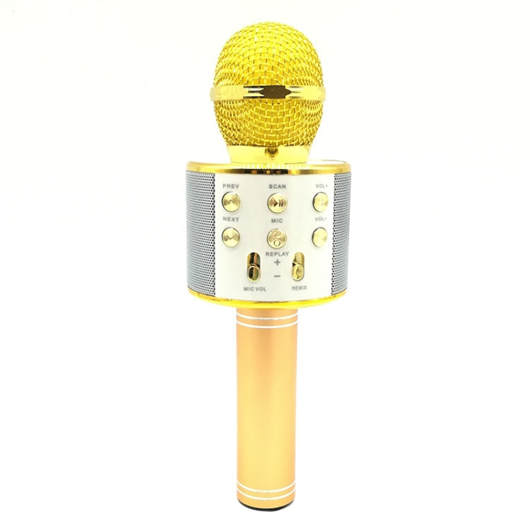 WS-858 Metal High Sound Quality Handheld KTV Karaoke Recording Bluetooth Wireless Microphone, for Notebook, PC, Speaker, Headphone, iPad, iPhone, Galaxy, Huawei, Xiaomi, LG, HTC and Other Smart Phones(Gold) - Microphone by PMC Jewellery | Online Shopping South Africa | PMC Jewellery | Buy Now Pay Later Mobicred