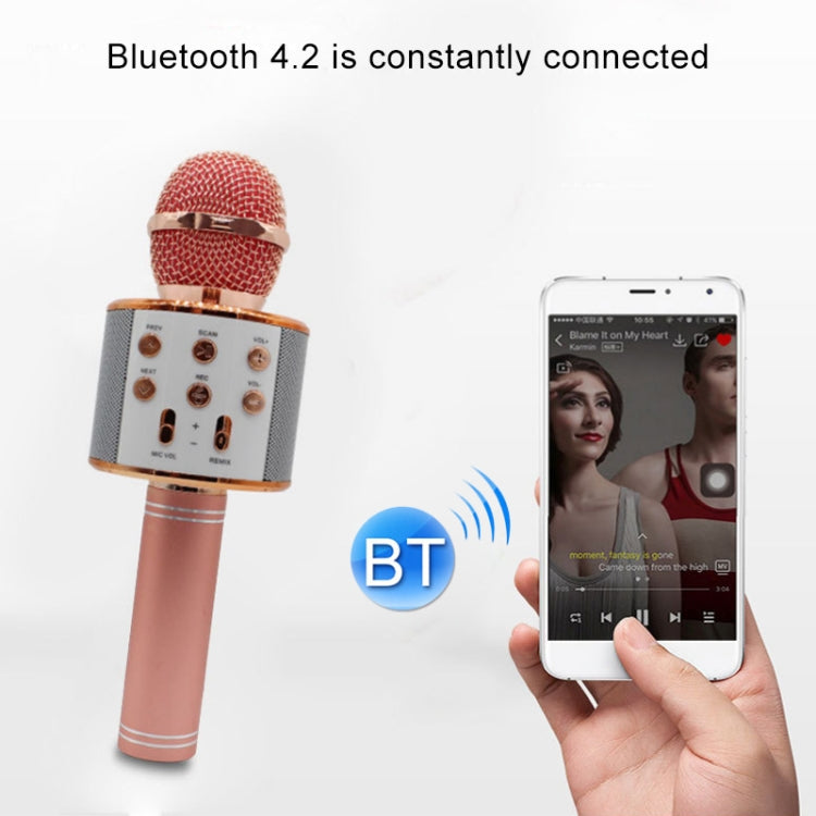 WS-858 Metal High Sound Quality Handheld KTV Karaoke Recording Bluetooth Wireless Microphone, for Notebook, PC, Speaker, Headphone, iPad, iPhone, Galaxy, Huawei, Xiaomi, LG, HTC and Other Smart Phones(Blue) - Microphone by PMC Jewellery | Online Shopping South Africa | PMC Jewellery | Buy Now Pay Later Mobicred