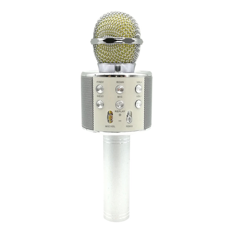 WS-858 Metal High Sound Quality Handheld KTV Karaoke Recording Bluetooth Wireless Microphone, for Notebook, PC, Speaker, Headphone, iPad, iPhone, Galaxy, Huawei, Xiaomi, LG, HTC and Other Smart Phones(Silver) - Microphone by PMC Jewellery | Online Shopping South Africa | PMC Jewellery | Buy Now Pay Later Mobicred