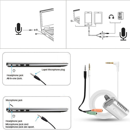 Yanmai R977 Recording Clip-on Lapel Mic Lavalier Omni-directional Double Condenser Microphone, Compatible with PC/iPad/Android and others, for Live Broadcast, Show, KTV, etc (Silver) - Microphone by Yanmai | Online Shopping South Africa | PMC Jewellery | Buy Now Pay Later Mobicred