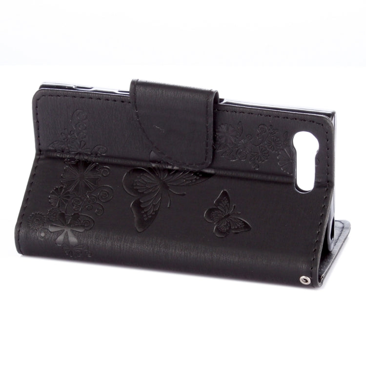 For Sony Xperia X Compact Butterflies Embossing Horizontal Flip Leather Case with Holder & Card Slots & Wallet & Lanyard(Black) - Sony Cases by PMC Jewellery | Online Shopping South Africa | PMC Jewellery