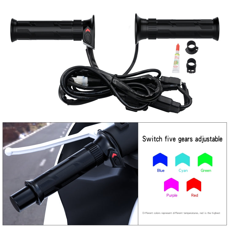 WUPP CS-990A1 Motorcycle Modified Intelligent Electric Heating Hand Cover Heated Grip Handlebar with Five Gear Temperature Control & Five Colors Indicator (Black) - Grips by WUPP | Online Shopping South Africa | PMC Jewellery | Buy Now Pay Later Mobicred