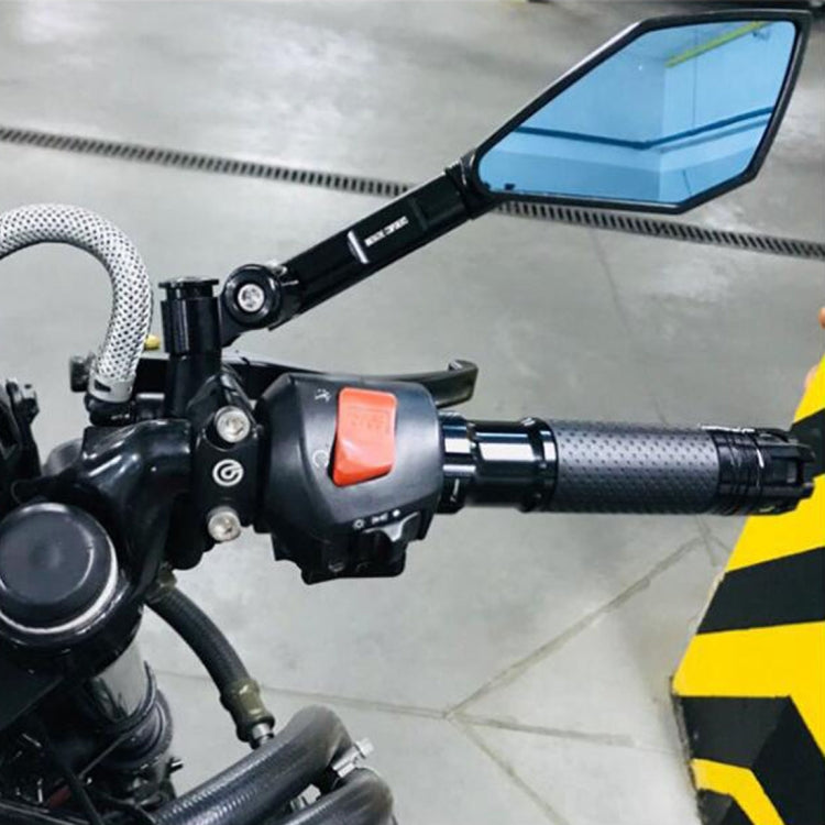 Modified Motorcycle Aluminium Alloy Rhombus Reflective Light Side Rearview Mirror (Black) - Side Mirrors by PMC Jewellery | Online Shopping South Africa | PMC Jewellery | Buy Now Pay Later Mobicred