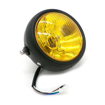 5.75 inch Motorcycle Black Shell Retro Lamp LED Headlight Modification Accessories for CG125 / GN125(Yellow) - Headlights by PMC Jewellery | Online Shopping South Africa | PMC Jewellery | Buy Now Pay Later Mobicred