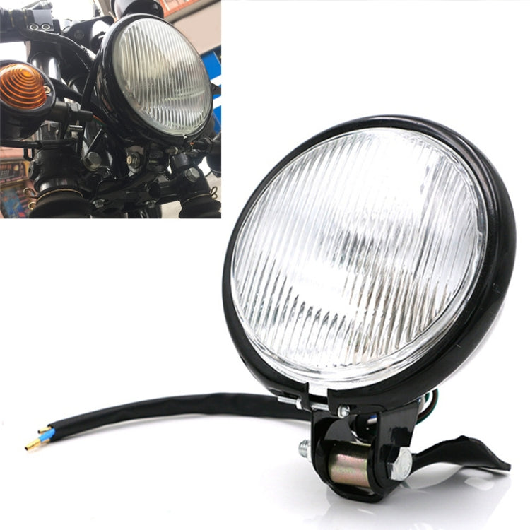 4 inch Motorcycle Black Shell Glass Retro Lamp LED Headlight Modification Accessories(White) - Headlights by PMC Jewellery | Online Shopping South Africa | PMC Jewellery | Buy Now Pay Later Mobicred