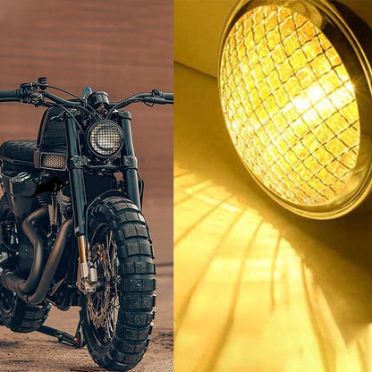 Motorcycle Black Shell Harley Headlight Retro Lamp LED Light Modification Accessories (Yellow) - Headlights by PMC Jewellery | Online Shopping South Africa | PMC Jewellery | Buy Now Pay Later Mobicred