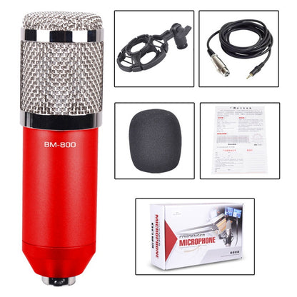 BM-800 3.5mm Studio Recording Wired Condenser Sound Microphone with Shock Mount, Compatible with PC / Mac for Live Broadcast Show, KTV, etc.(Red) - Microphone by PMC Jewellery | Online Shopping South Africa | PMC Jewellery | Buy Now Pay Later Mobicred