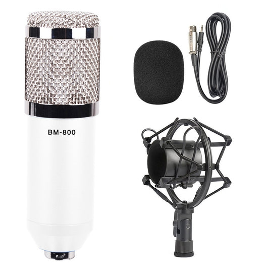 BM-800 3.5mm Studio Recording Wired Condenser Sound Microphone with Shock Mount, Compatible with PC / Mac for Live Broadcast Show, KTV, etc.(White) - Microphone by PMC Jewellery | Online Shopping South Africa | PMC Jewellery | Buy Now Pay Later Mobicred