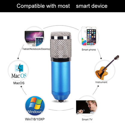 BM-800 Network K-Song Dedicated High-end Metal Shock Mount Microphone Set(Blue) - Microphone by PMC Jewellery | Online Shopping South Africa | PMC Jewellery | Buy Now Pay Later Mobicred