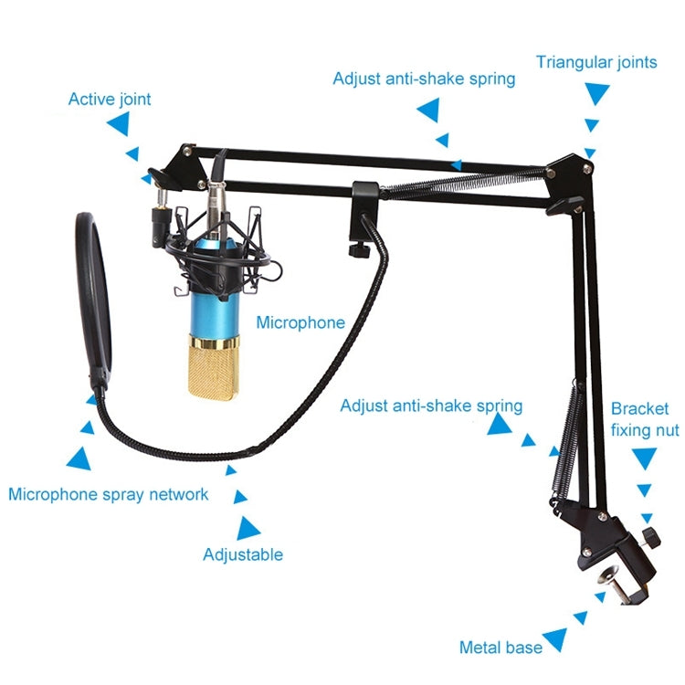 BM-800 Network K-Song Dedicated High-end Metal Shock Mount Microphone Set(Blue) - Microphone by PMC Jewellery | Online Shopping South Africa | PMC Jewellery | Buy Now Pay Later Mobicred