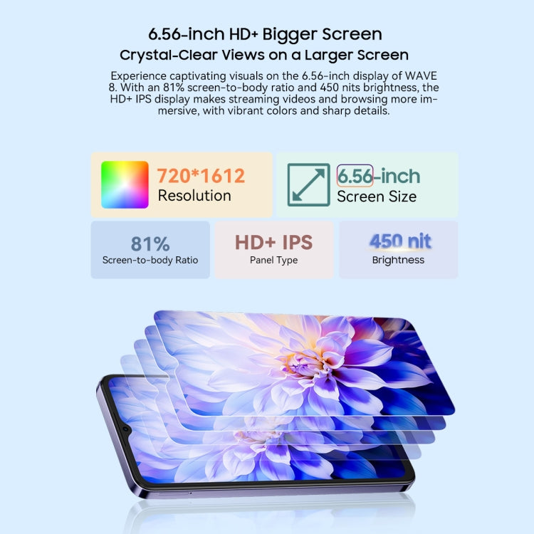 [HK Warehouse] Blackview WAVE 8, 4GB+256GB, 6.56 inch Android 14 Unisoc T606 Octa Core, Network: 4G, OTG (Purple) - Blackview by Blackview | Online Shopping South Africa | PMC Jewellery | Buy Now Pay Later Mobicred