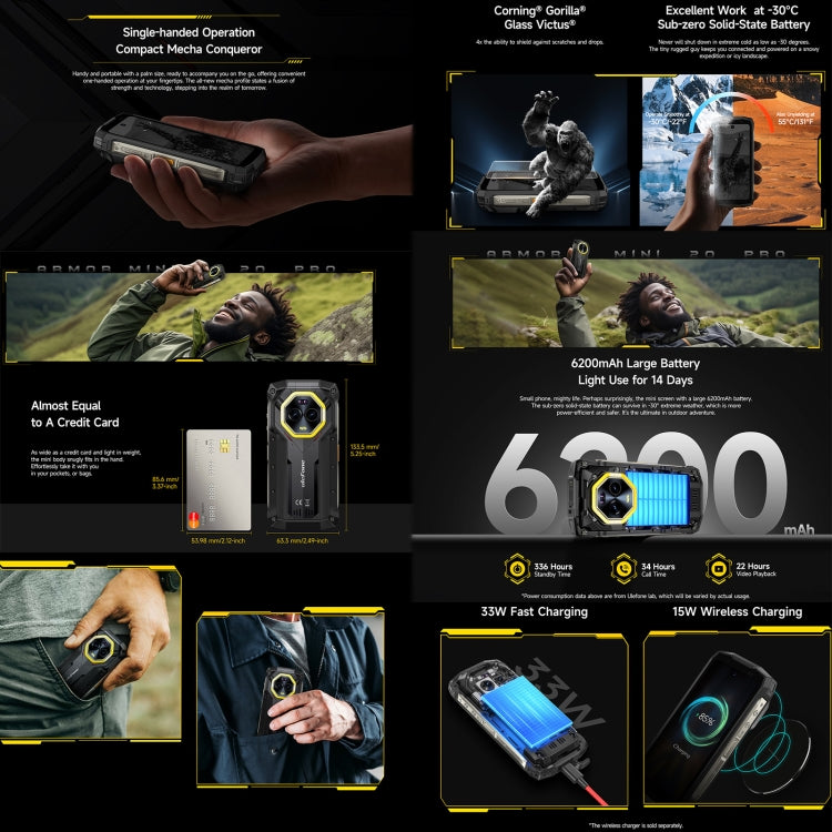 Ulefone Armor Mini 20 Pro, 8GB+256GB, IP68/IP69K Rugged Phone, 4.7 inch Android 14 MediaTek Dimensity 6300 5G Octa Core, Network: 5G, NFC, OTG (Mecha Black) - Ulefone by Ulefone | Online Shopping South Africa | PMC Jewellery | Buy Now Pay Later Mobicred