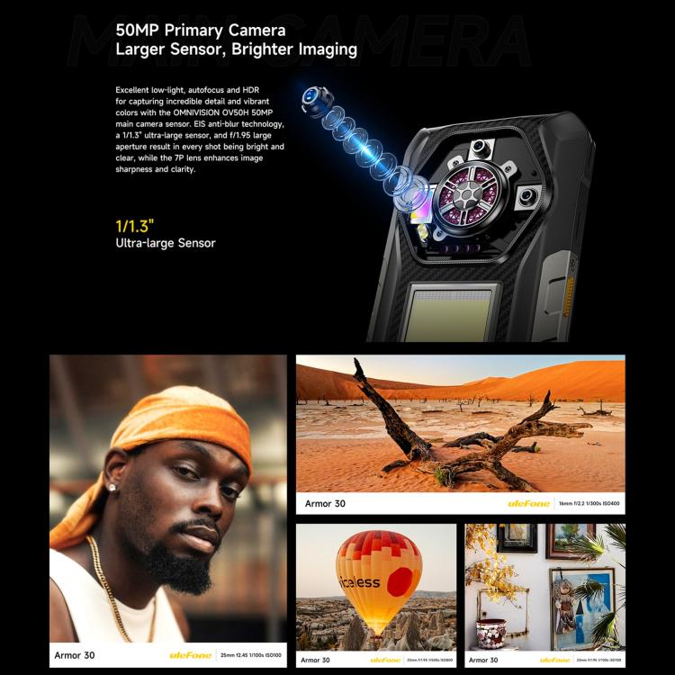 Ulefone Armor 30, 12GB+512GB, Night Vision, IP68/IP69K Rugged Phone, 6.95 inch Android 15 MediaTek Helio G100 Octa Core, Network: 4G, NFC, OTG (Black) - free shipping - PMC TechLife - Order now!