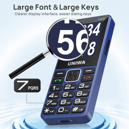 UNIWA V2000 Elder Keypad Phone, 2.4 inch Unisoc T107, 1700mAh Battery, LED Flashlight, SOS, Network: 4G, US Plug (Black) - UNIWA by UNIWA | Online Shopping South Africa | PMC Jewellery | Buy Now Pay Later Mobicred