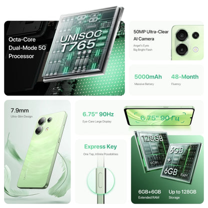 UMIDIGI G9 5G, 6GB+128GB, Side Fingerprint & Face ID Identification, 6.75 inch Android 14 UNISOC T765 Octa Core, Network: 5G (Galaxy Green) - UMIDIGI by UMIDIGI | Online Shopping South Africa | PMC Jewellery | Buy Now Pay Later Mobicred