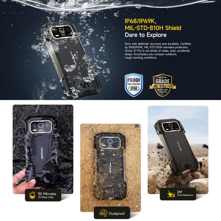 [HK Warehouse] Ulefone Armor 27 Pro Rugged Phone, 12GB+256GB, Night Vision, 10600mAh, 6.78 inch Android 14 MediaTek Dimensity 6300 Octa Core, Network: 5G, NFC (Black) - Ulefone by Ulefone | Online Shopping South Africa | PMC Jewellery | Buy Now Pay Later Mobicred