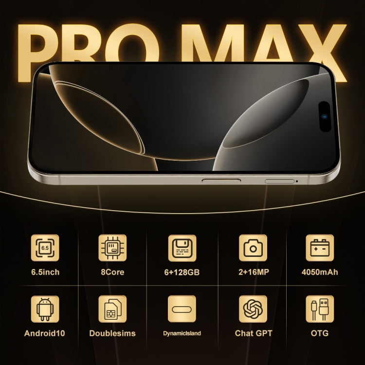 i16 Pro Max / Q5A, 6GB+128GB, 6.5 inch Screen, Face Identification, Android 10 MTK6762 Octa Core, OTG, NFC, Network: 4G, Dual SIM, UK Plug (Gold) -  by PMC Jewellery | Online Shopping South Africa | PMC Jewellery | Buy Now Pay Later Mobicred