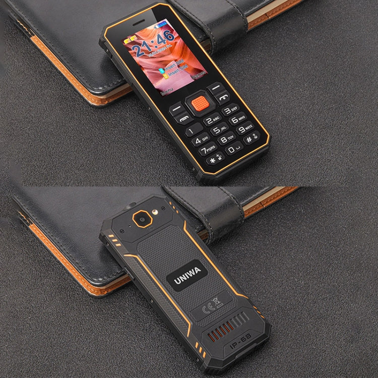 UNIWA S2 IP68 Rugged Keypad Phone, 2.4 inch Mediatek MT6261, 2500mAh Battery, 21 Keys, Network: 2G (Black+Orange) - UNIWA by UNIWA | Online Shopping South Africa | PMC Jewellery | Buy Now Pay Later Mobicred