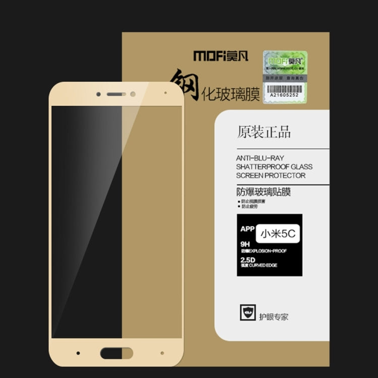 MOFI Xiaomi Mi 5c 0.3mm 9H Hardness 2.5D Explosion-proof Full Screen Tempered Glass Screen Film(Gold) -  by MOFI | Online Shopping South Africa | PMC Jewellery
