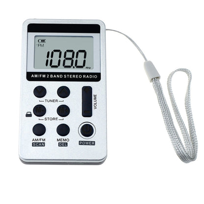 Portable AM / FM Two Bands Rechargeable Stereo Radio Mini Receiver with & LCD Screen & Earphone Jack & Lanyard (White) - Radio Player by PMC Jewellery | Online Shopping South Africa | PMC Jewellery | Buy Now Pay Later Mobicred