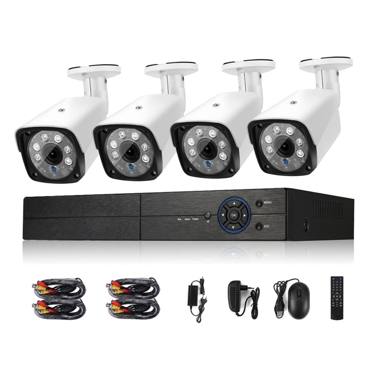 A4B3Kit 2MP 4CH 1080P CCTV Security Camera System AHD DVR Surveillance Kit, Support Night Vision / Motion Detection(White) - Video Recorder Kit by PMC TechLife | Online Shopping South Africa | PMC TechLife