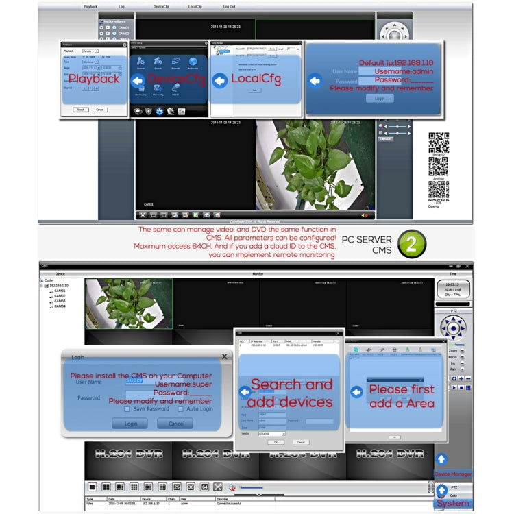 A4B3Kit 2MP 4CH 1080P CCTV Security Camera System AHD DVR Surveillance Kit, Support Night Vision / Motion Detection(White) - Video Recorder Kit by PMC TechLife | Online Shopping South Africa | PMC TechLife