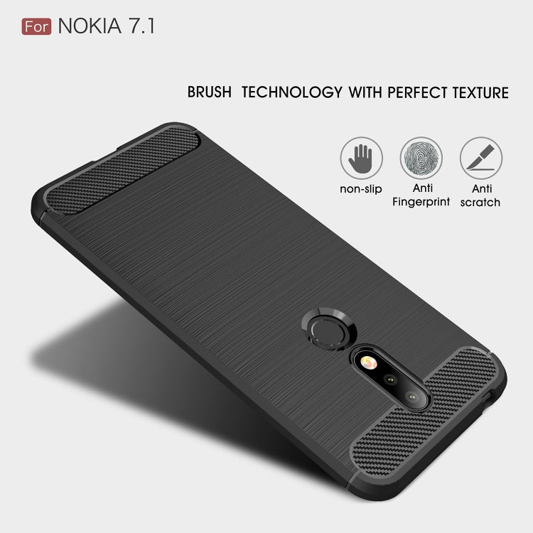 Brushed Texture Carbon Fiber Soft TPU Case for Nokia 7.1(Red) - Nokia Cases by PMC Jewellery | Online Shopping South Africa | PMC Jewellery | Buy Now Pay Later Mobicred