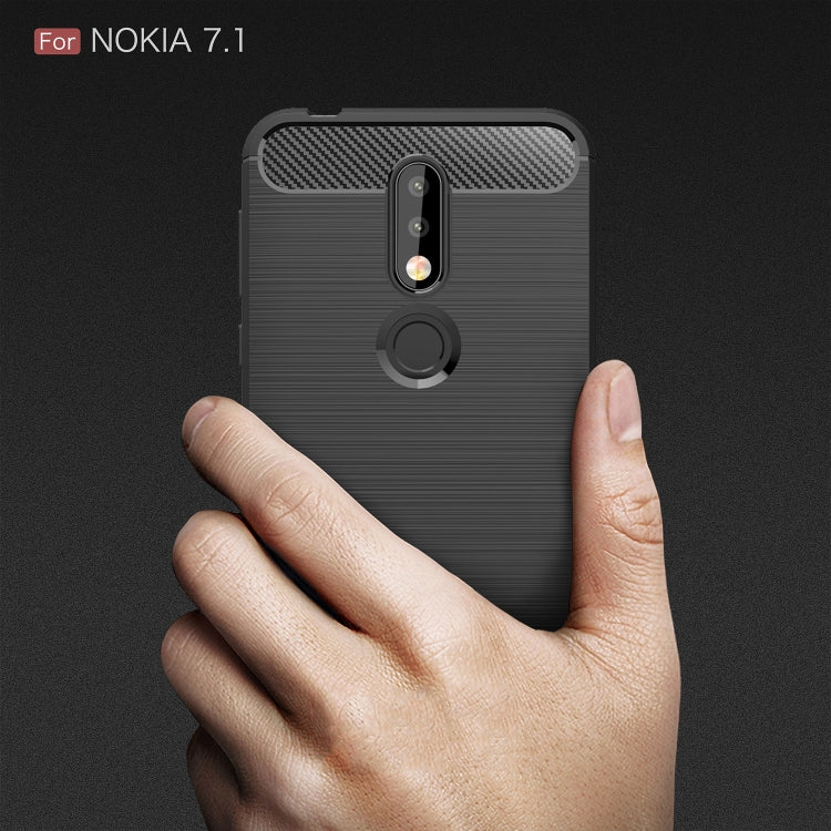 Brushed Texture Carbon Fiber Soft TPU Case for Nokia 7.1(Red) - free shipping - PMC TechLife - Order now!