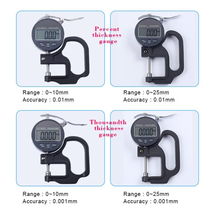 0-25mm Range 30mm Probe Digital Display Micrometer Thickness Gauge - Coating Thickness Gauge by PMC Jewellery | Online Shopping South Africa | PMC Jewellery | Buy Now Pay Later Mobicred