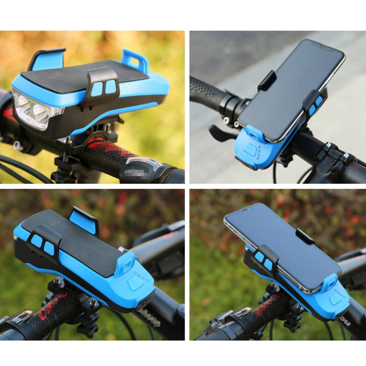 Multifunction 4  in 1 Phone Holder Bicycle Bell Cycling Lamp Flashlight(Blue) - Headlights by PMC TechLife | Online Shopping South Africa | PMC TechLife | Buy Now Pay Later Mobicred