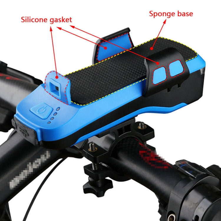 Multifunction 4  in 1 Phone Holder Bicycle Bell Cycling Lamp Flashlight(Blue) - Headlights by PMC TechLife | Online Shopping South Africa | PMC TechLife | Buy Now Pay Later Mobicred