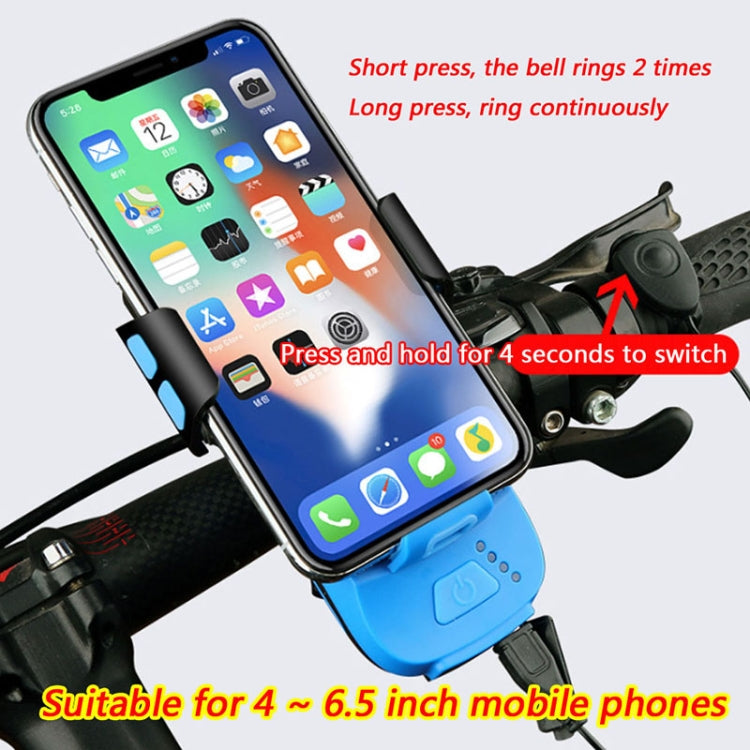 Multifunction 4  in 1 Phone Holder Bicycle Bell Cycling Lamp Flashlight(Red) - Headlights by PMC Jewellery | Online Shopping South Africa | PMC Jewellery | Buy Now Pay Later Mobicred