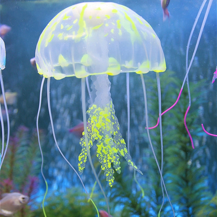 Aquarium Articles Decoration Silicone Simulation Fluorescent Sucker Jellyfish, Size: 8*20cm(Yellow) - free shipping - PMc TechLife - Order now!