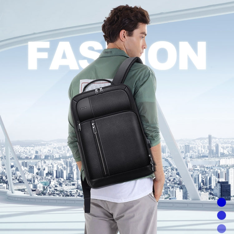 Bopai 851-036611 Large Capacity Top-grain leather Business Breathable Man Backpack, Size: 30x12x43cm(Black) - Backpack by Bopai | Online Shopping South Africa | PMC Jewellery | Buy Now Pay Later Mobicred