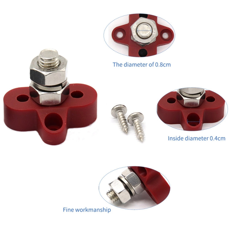 Single Heavy-Duty Terminal Studs Red M10 Bus Bar for Car / RV / Boat - Booster Cable & Clip by PMC TechLife | Online Shopping South Africa | PMC TechLife | Buy Now Pay Later Mobicred