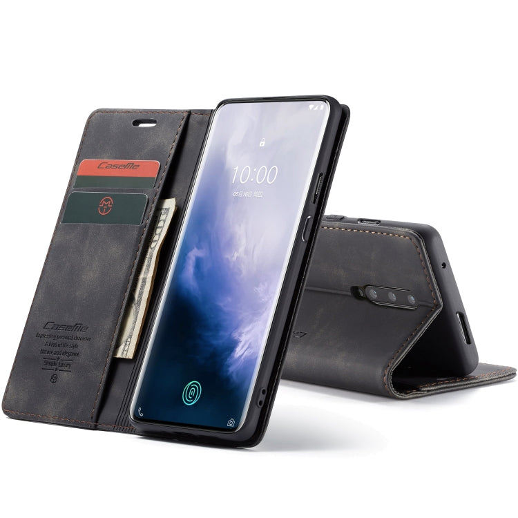 CaseMe-013 Multifunctional Retro Frosted Horizontal Flip Leather Case for OnePlus 7 Pro, with Card Slot & Holder & Zipper Wallet & Photo Frame(Black) - OnePlus Cases by CaseMe | Online Shopping South Africa | PMC Jewellery | Buy Now Pay Later Mobicred