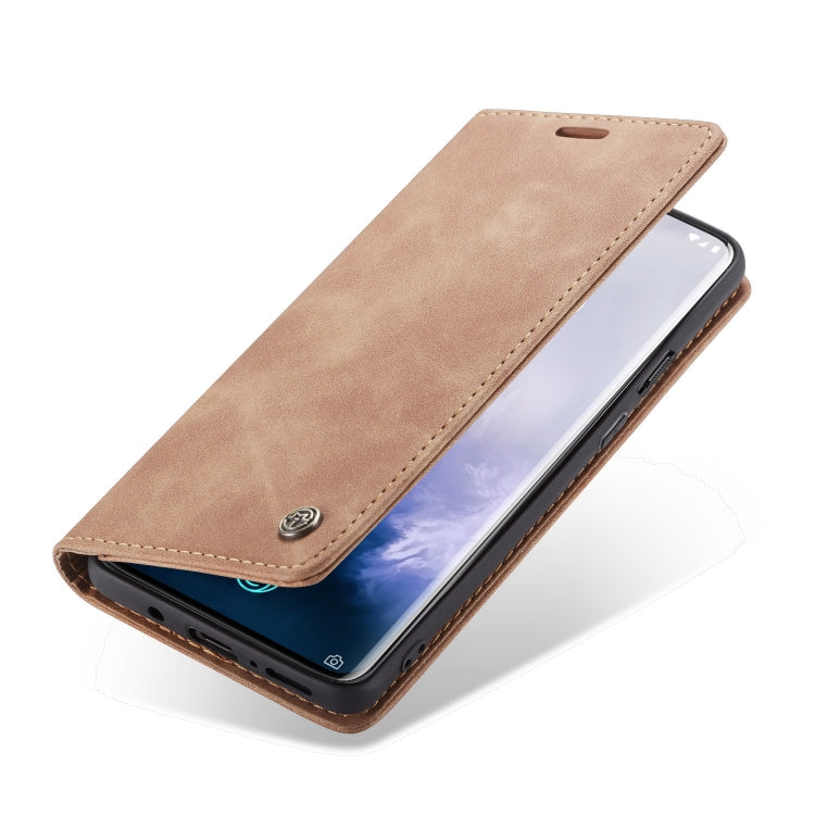 CaseMe-013 Multifunctional Retro Frosted Horizontal Flip Leather Case for OnePlus 7 Pro, with Card Slot & Holder & Zipper Wallet & Photo Frame(Brown) - OnePlus Cases by CaseMe | Online Shopping South Africa | PMC Jewellery | Buy Now Pay Later Mobicred