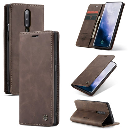 CaseMe-013 Multifunctional Retro Frosted Horizontal Flip Leather Case for OnePlus 7 Pro, with Card Slot & Holder & Zipper Wallet & Photo Frame(Coffee) - OnePlus Cases by CaseMe | Online Shopping South Africa | PMC Jewellery | Buy Now Pay Later Mobicred